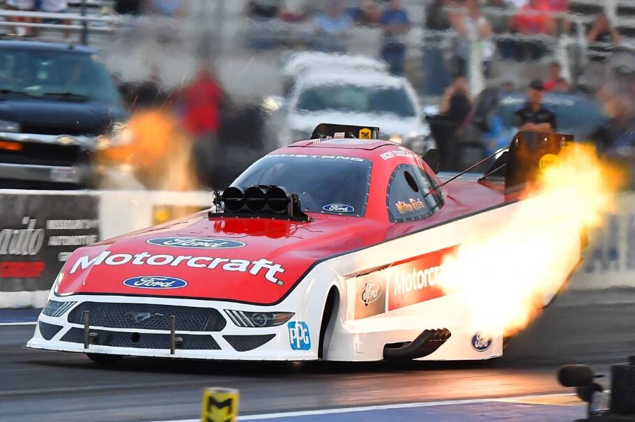Bob Tasca III fell in the semifinals in NHRA playoff action at Madison, Illinois. Bob Tasca III fell in the semifinals in NHRA playoff action at Madison, Illinois.